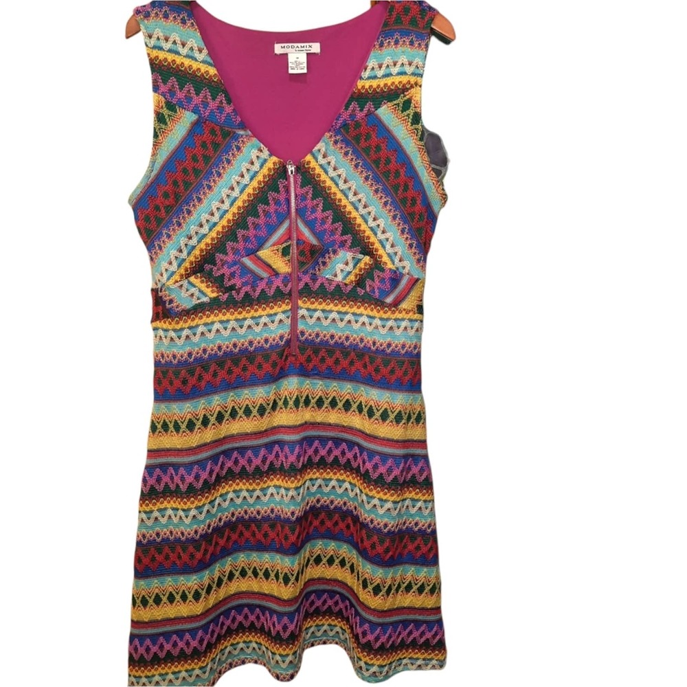 Modamix Multicolored Knitted Knee Length Dress Size 1X